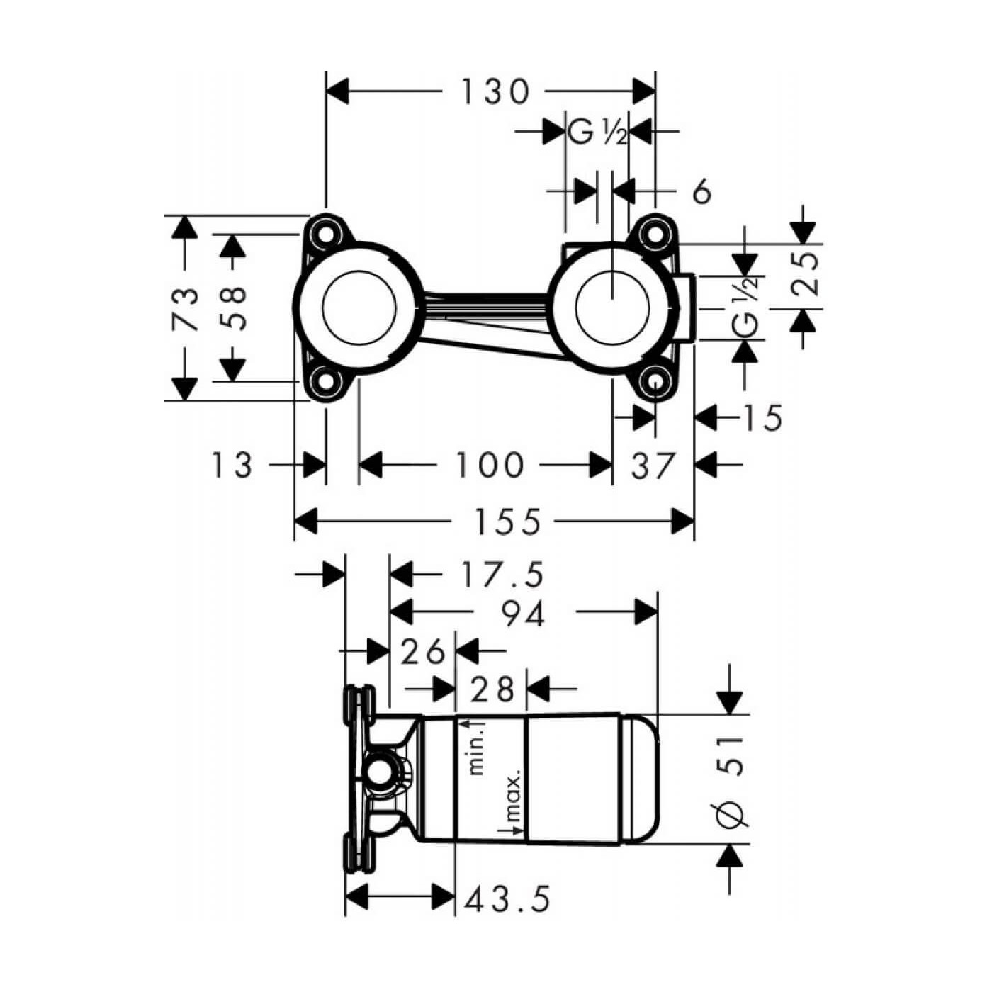 Element Podtynkowy Do Jednouchwytowej Baterii Umywalkowej 13622180 Hansgrohe