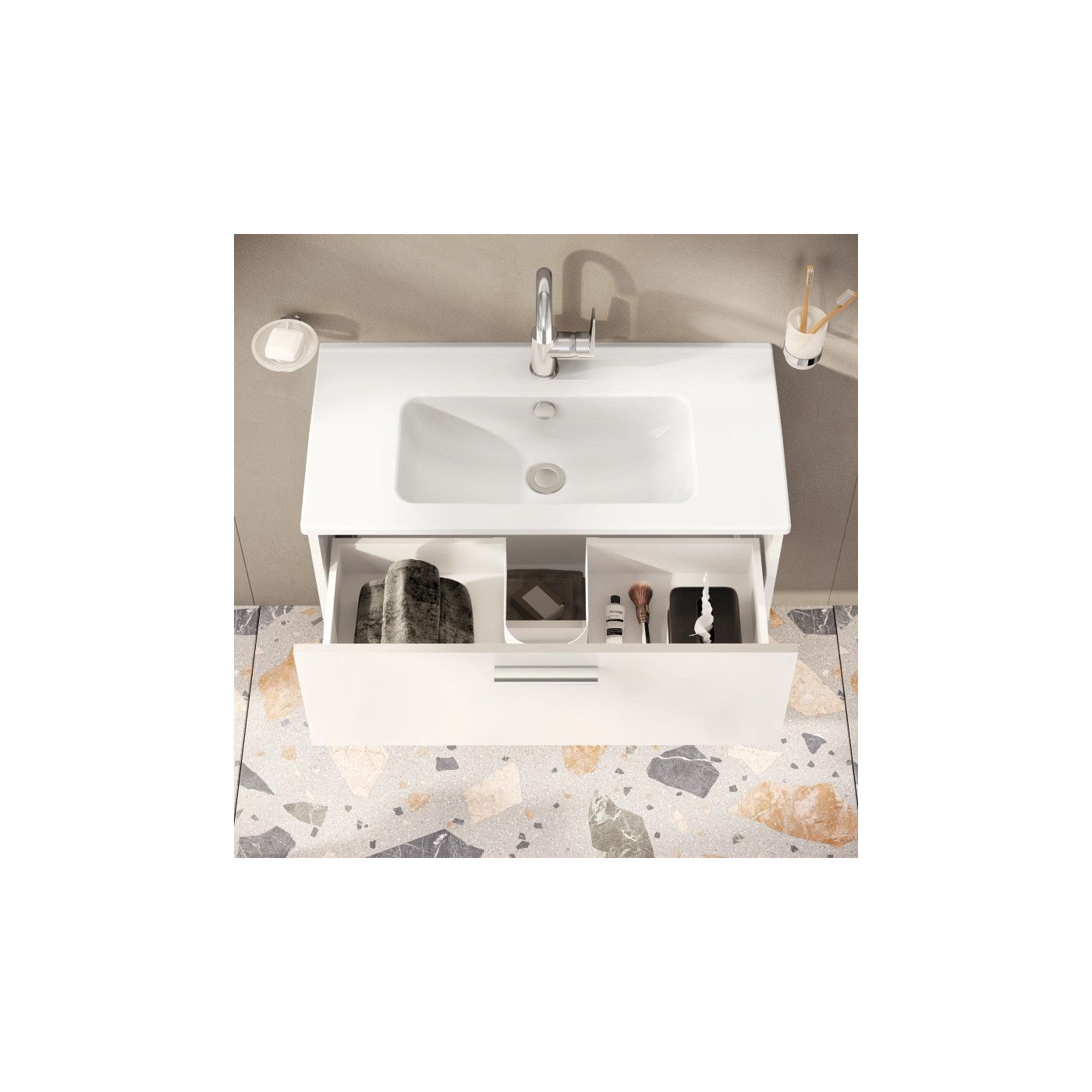 Szafka Z Umywalką Mia 66139 79x39x59,6 Cm Biały Połysk Vitra