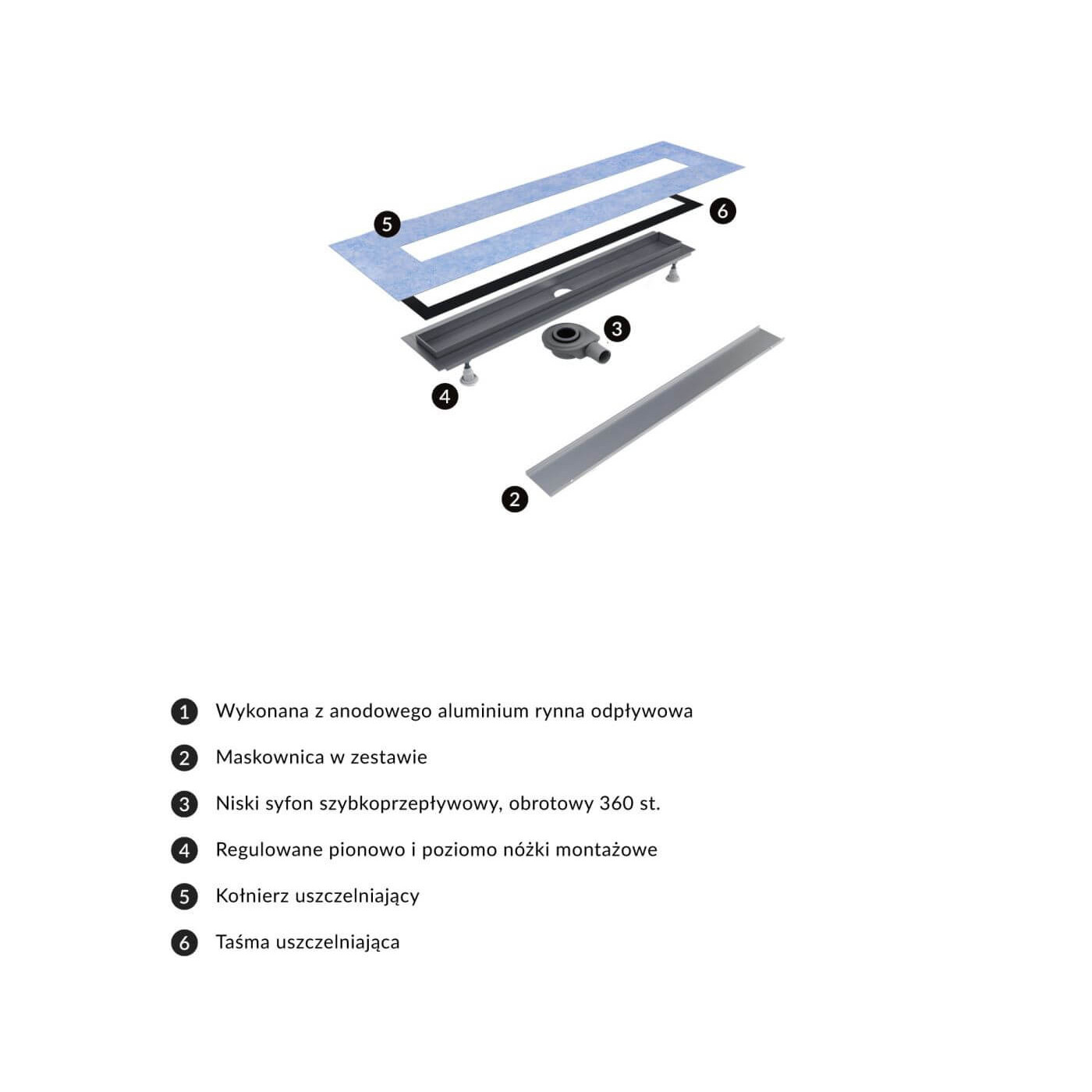 Odpływ Liniowy Lowfix Srebrny 100cm LOWFIX100TSL Omnires