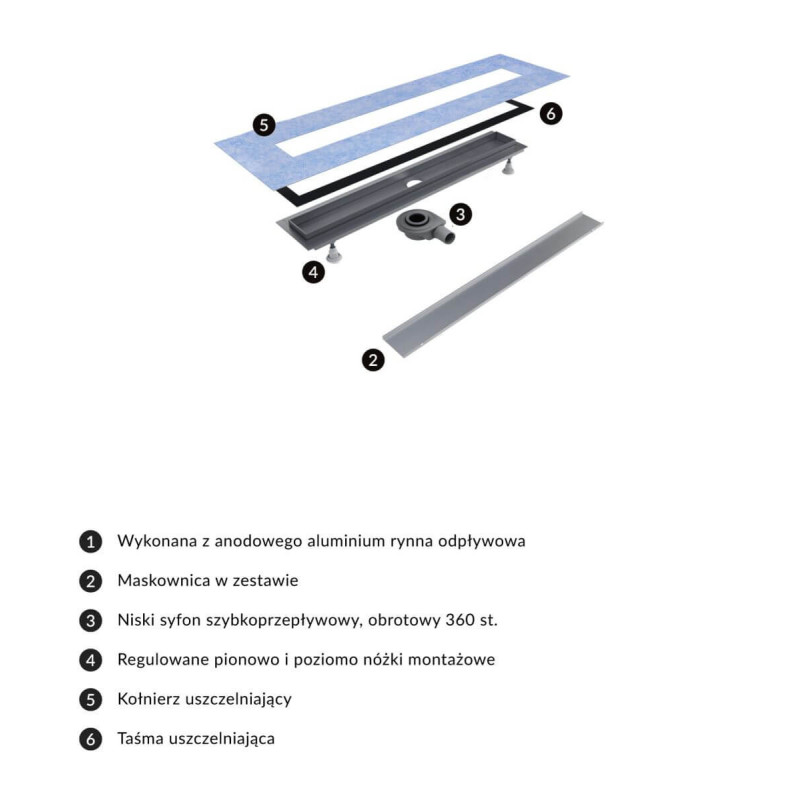 Odpływ Liniowy Lowfix Srebrny 100cm LOWFIX100TSL Omnires