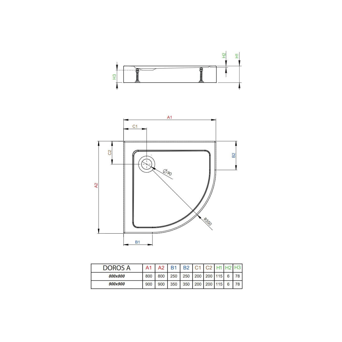 Brodzik Doros A Biały 80x80 SDRA8080-05 Radaway