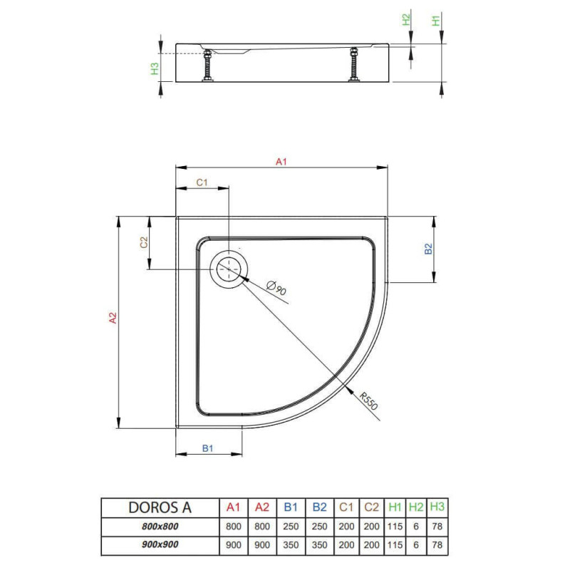 Brodzik Doros A Biały 80x80 SDRA8080-05 Radaway