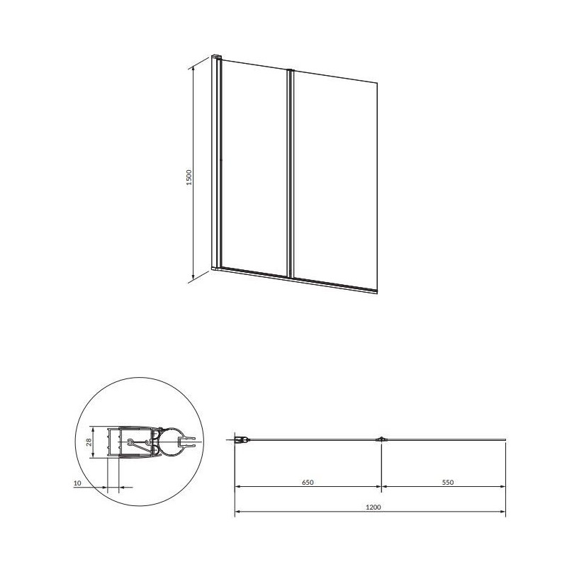 Parawan Kingston Chrom 150x120 XHE20CRTR Omnires