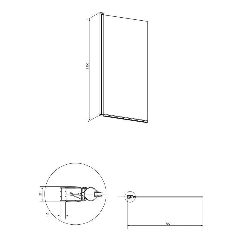 Parawan Kingston Chrom 150x70 XHE85CRTR Omnires
