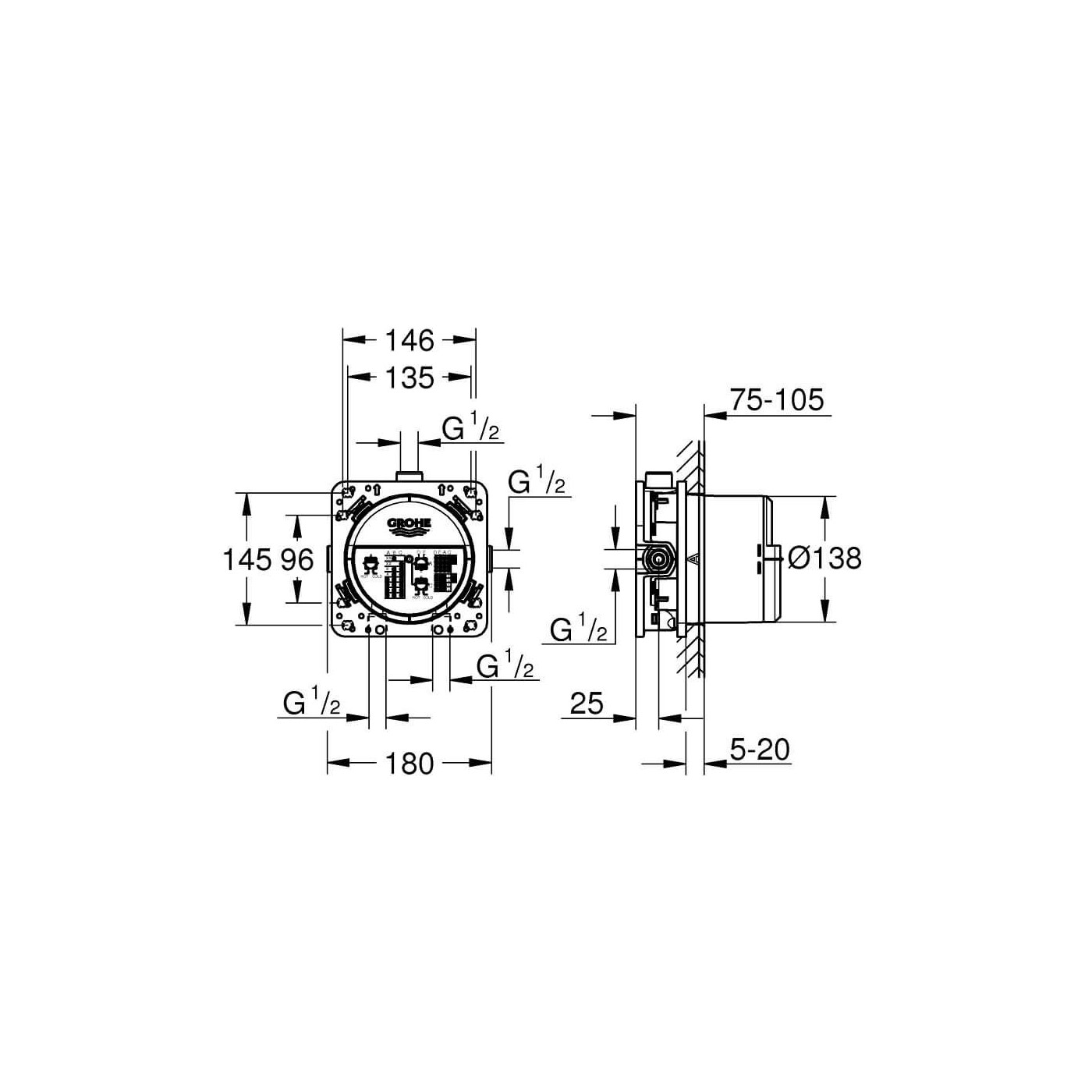 Uniwersalny Element Podtynkowy Rapido SmartBox 1/2" 35600000 Grohe