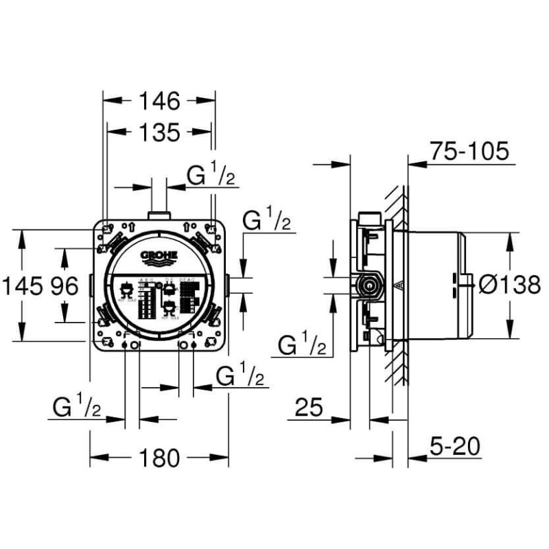 Uniwersalny Element Podtynkowy Rapido SmartBox 1/2" 35600000 Grohe