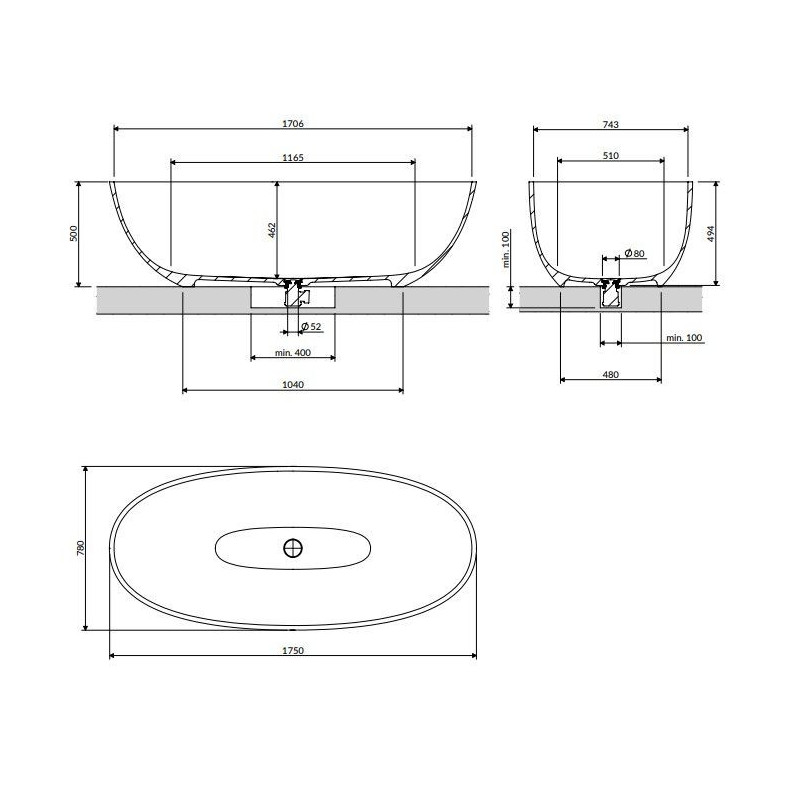 Wanna Wolnostojąca Shell Biały Mat 175x78 SHELL175WWBM Omnires