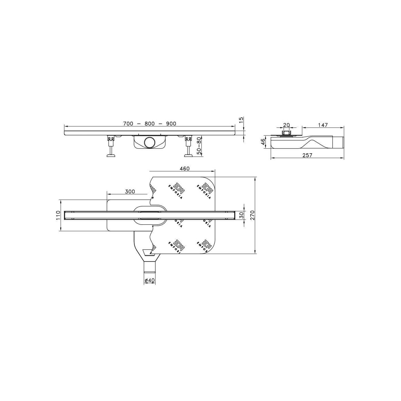 Zestaw Odpływowy Slim Złoty Poler 70 Cm Emporia