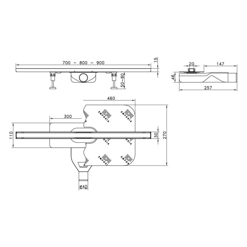 Zestaw Odpływowy Slim Złoty Poler 70 Cm Emporia