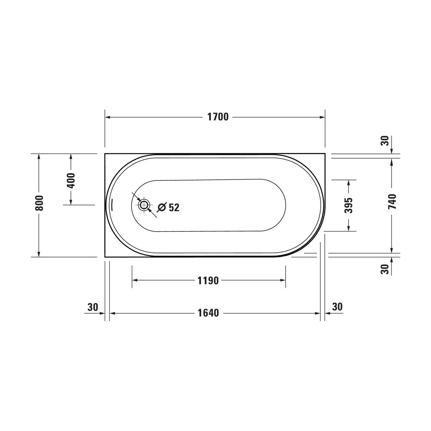 Wanna Wolnostojąca Akrylowa Durasenja Narożna Lewa 1700x800 mm 700580000000000 Duravit