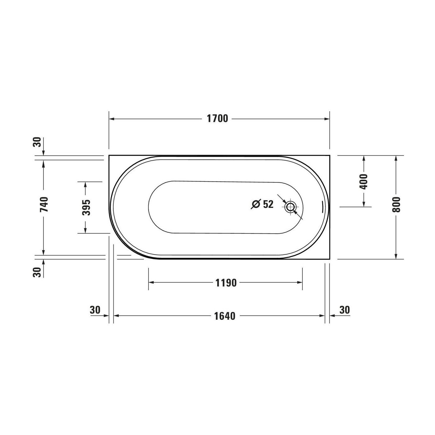 Wanna Wolnostojąca Akrylowa Durasenja Narożna Prawa 1700x800 mm 700581000000000 Duravit