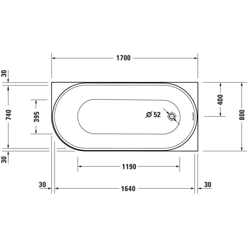 Wanna Wolnostojąca Akrylowa Durasenja Narożna Prawa 1700x800 mm 700581000000000 Duravit