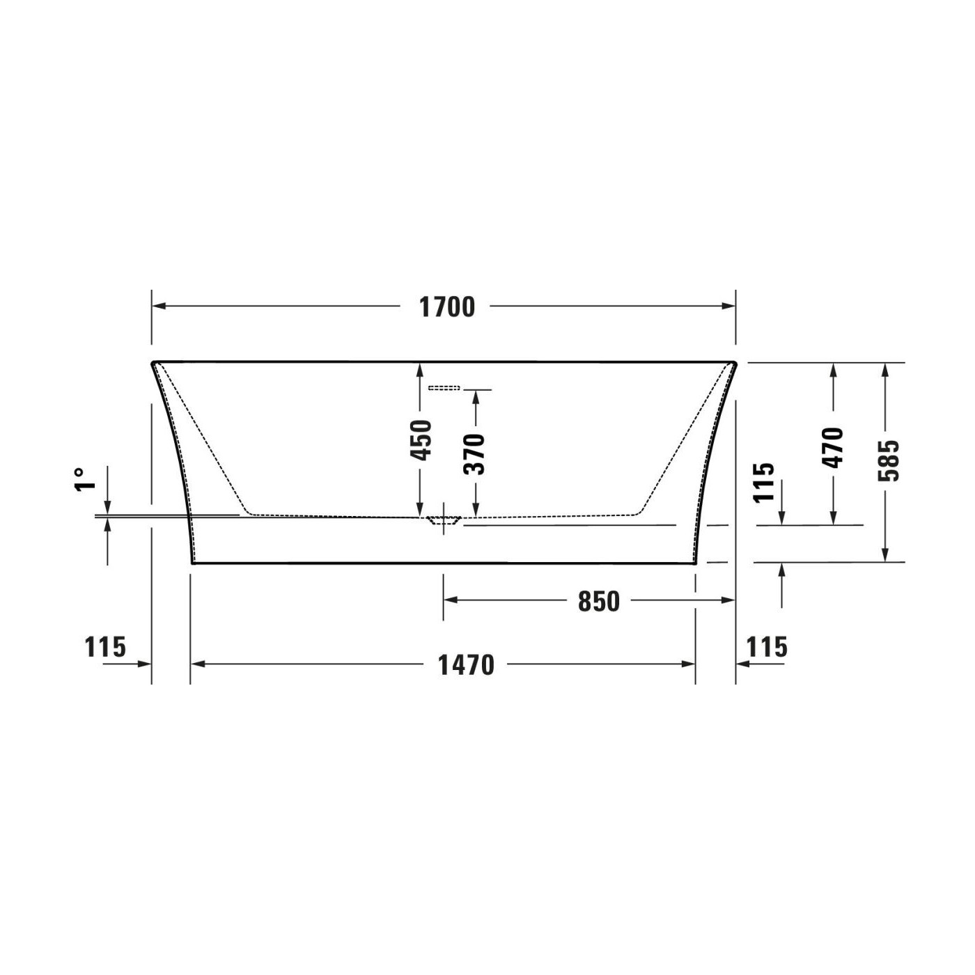 Wanna Wolnostojąca Akrylowa Durasenja Przyścienna 1700x800 mm 700582000000000 Duravit