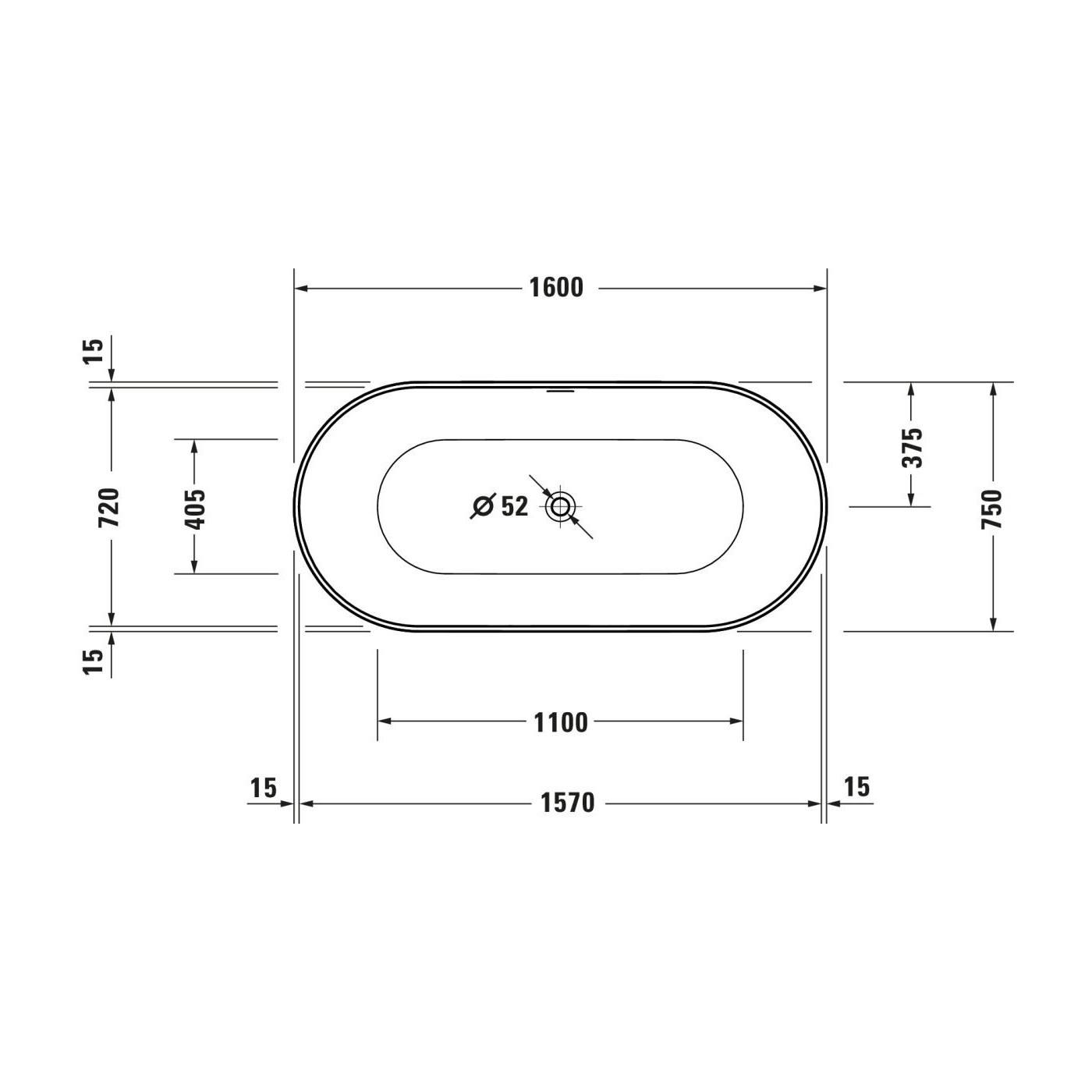 Wanna Wolnostojąca Akrylowa Durakanto 1600x750 mm 700560000000000 Duravit
