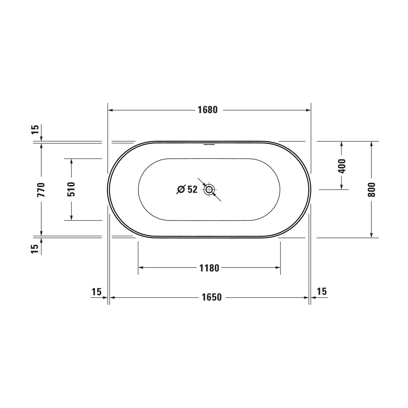 Wanna Wolnostojąca Akrylowa Durakanto 1700x800 mm 700561000000000 Duravit