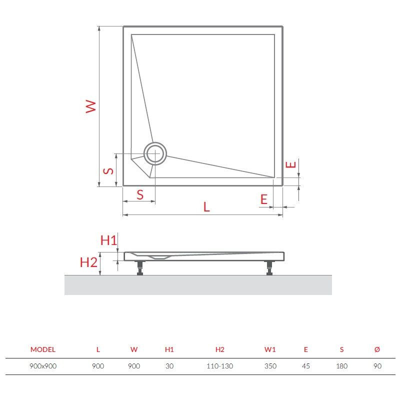 Brodzik Półokrągły Round 90x90x3 Kompozyt Mineralny Marmo Neo MANRO0900902E Roth