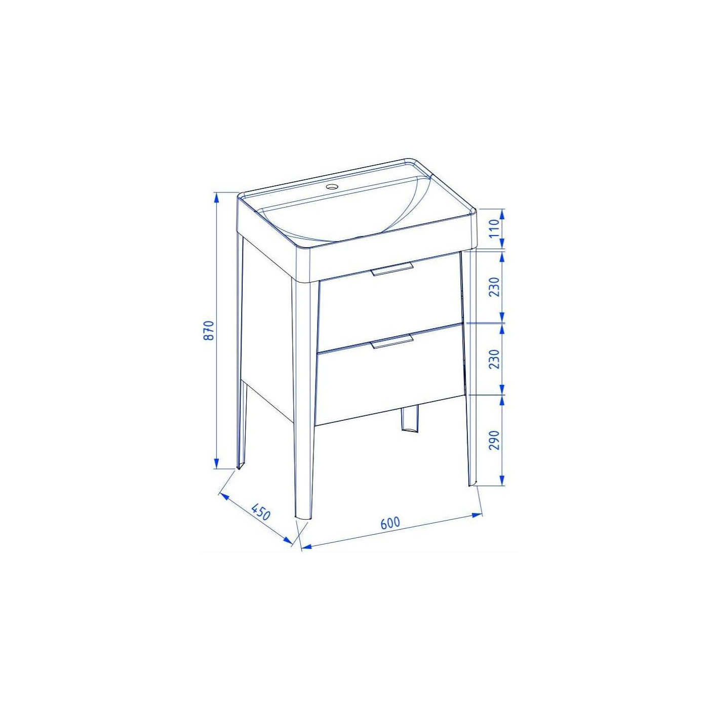 Szafka Podumywalkowa Vibe 60 cm Stojąca Biało-Szara 146-0001 Krofam