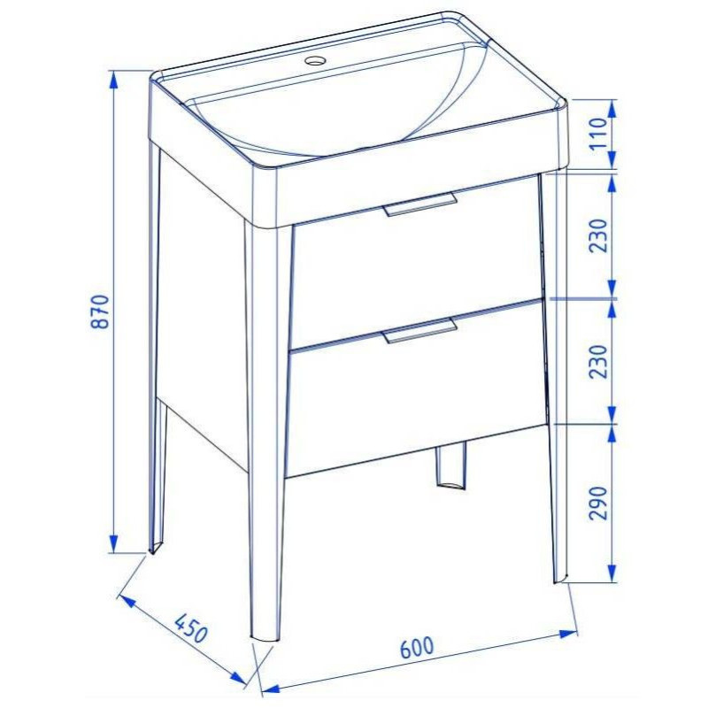 Szafka Podumywalkowa Vibe 60 cm Stojąca Biało-Szara 146-0001 Krofam