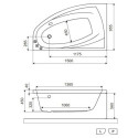 Wanna Narożna Lewa 150x95 cm Aquaria Comfort Biały Połysk WAEX.AQL15WH Excellent