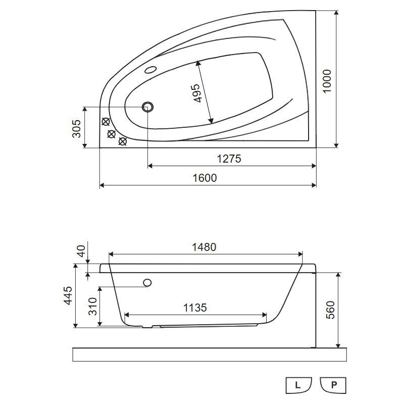 Wanna Narożna Prawa 160x100 cm Aquaria Comfort Biały Połysk WAEX.AQP16WH Excellent