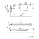 Wanna Narożna Prawa 150x80 cm Ava Side Biały Połysk WAEX.AVP15WH Excellent