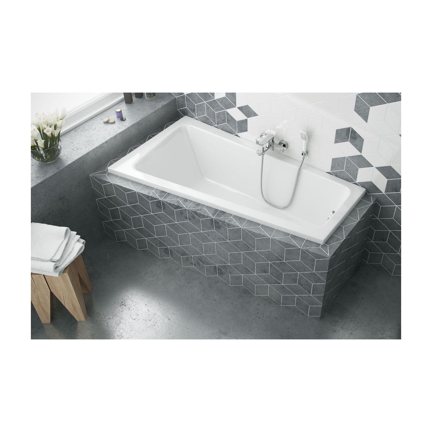 Wanna Narożna Prawa 150x80 cm Ava Side Biały Połysk WAEX.AVP15WH Excellent
