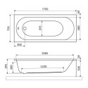 Wanna Prostokątna 170x70 cm Oceana Slim Mono Biały Połysk WAEX.OCM.170.70WHS Excellent