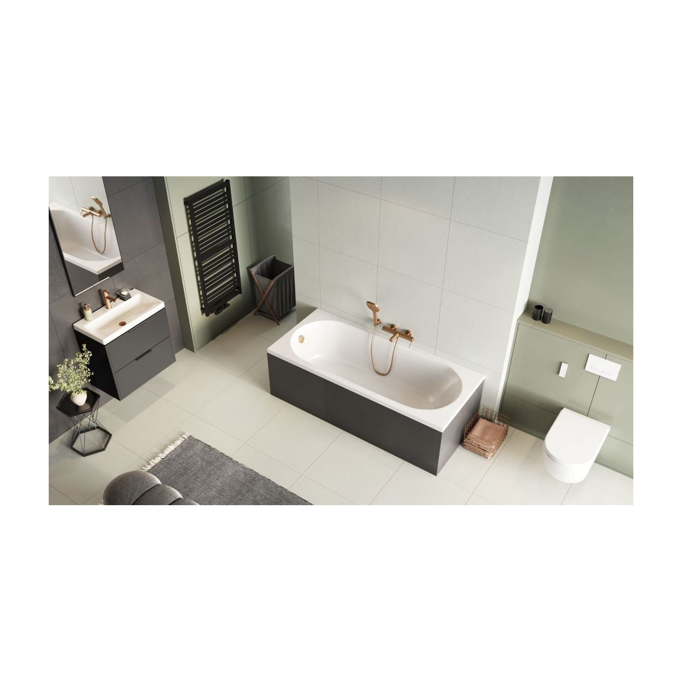 Wanna Prostokątna 170x70 cm Oceana Slim Mono Biały Połysk WAEX.OCM.170.70WHS Excellent