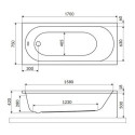 Wanna Prostokątna 170x75 cm Oceana Slim Mono Biały Połysk WAEX.OCM.170.75WHS Excellent