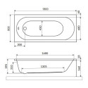 Wanna Prostokątna 180x80 cm Oceana Slim Mono Biały Połysk WAEX.OCM.180.80WHS Excellent