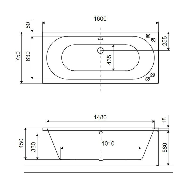 Wanna Prostokątna 160x75 cm Oceana Slim Biały Mat WAEX.OCE16WHMS Excellent