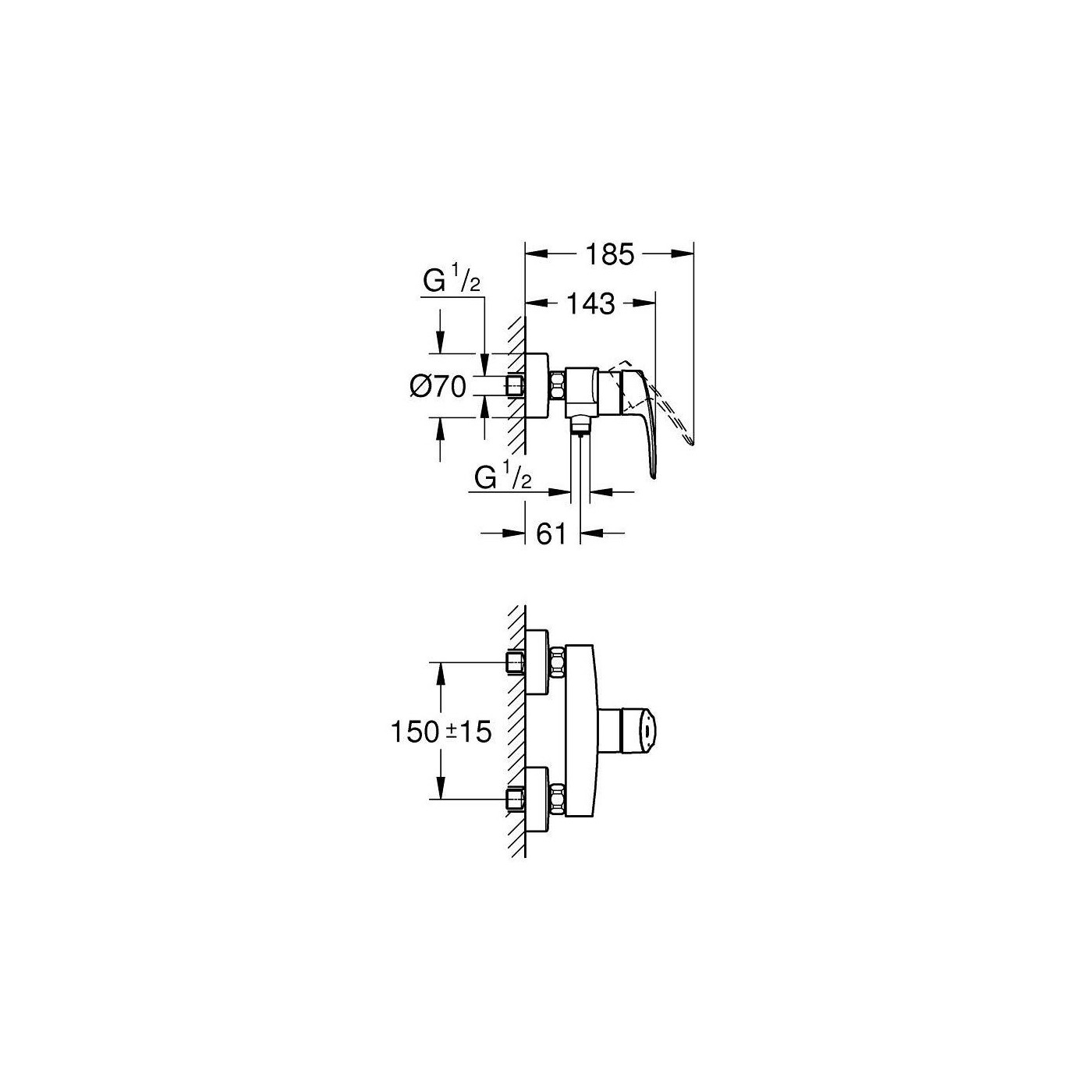 Bateria Prysznicowa Jednouchwytowa Eurosmart Matte Black 335552433 Grohe