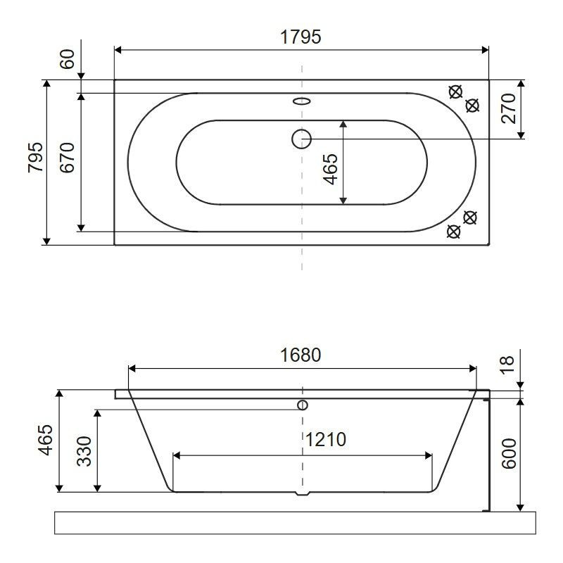 Wanna Prostokątna 180x80 cm Oceana Slim Szary Mat WAEX.OCE18GRMS Excellent