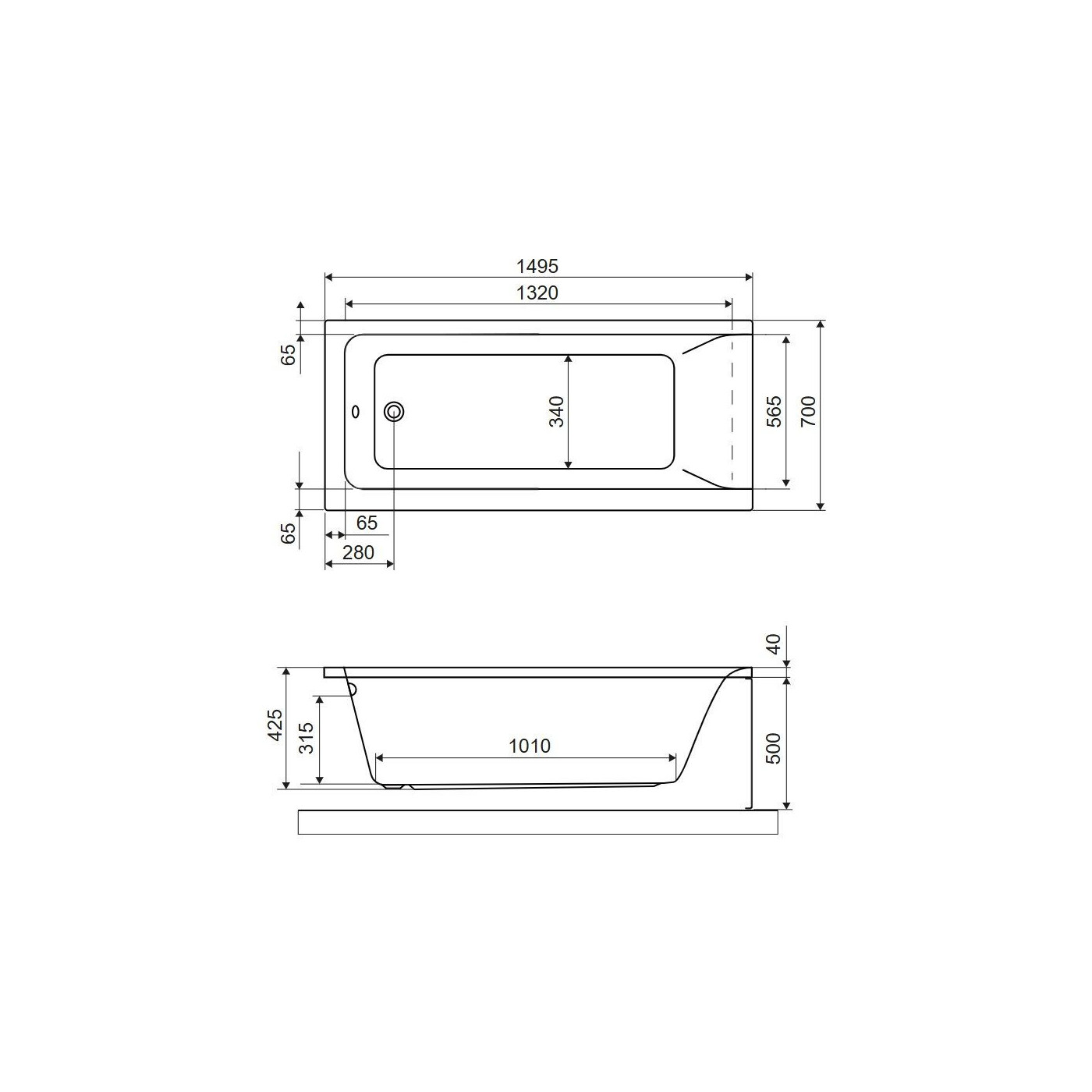 Wanna Prostokątna 150x70 cm Savia Biały Połysk WANL.SAV15WH Excellent