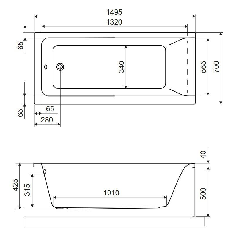 Wanna Prostokątna 150x70 cm Savia Biały Połysk WANL.SAV15WH Excellent