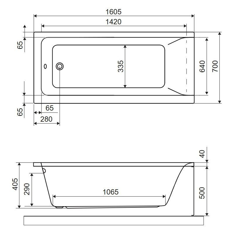 Wanna Prostokątna 160x70 cm Savia Biały Połysk WANL.SAV16WH Excellent