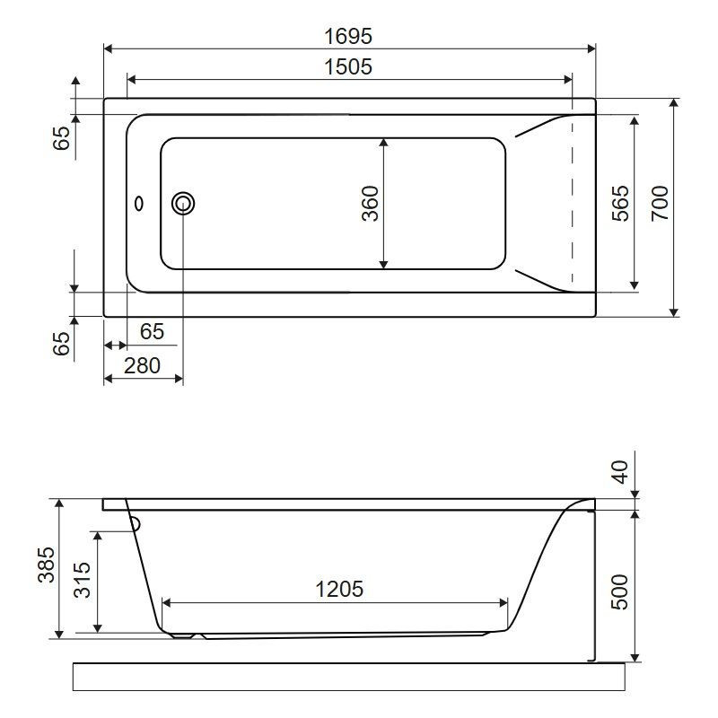 Wanna Prostokątna 170x70 cm Savia Biały Połysk WANL.SAV17WH Excellent