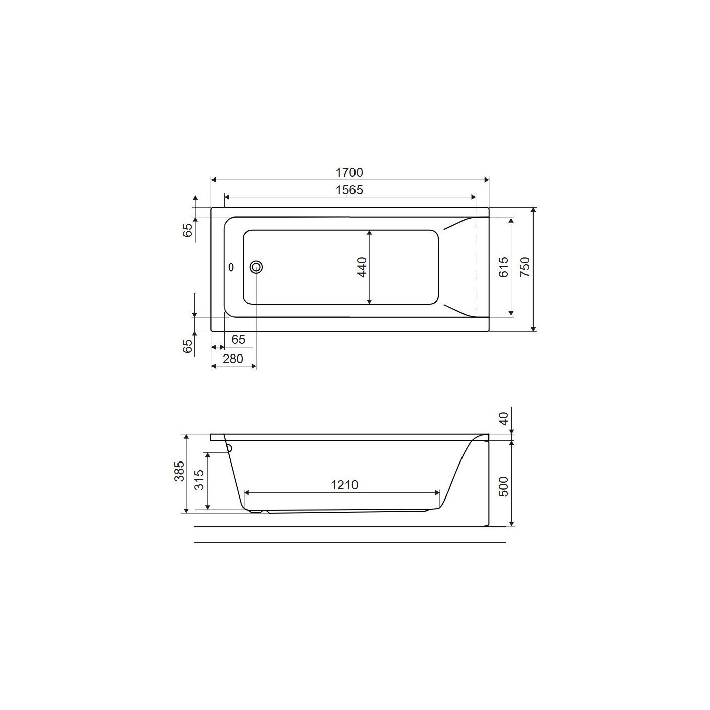 Wanna Prostokątna 170x75 cm Savia Biały Połysk WANL.SAV170.75WH Excellent