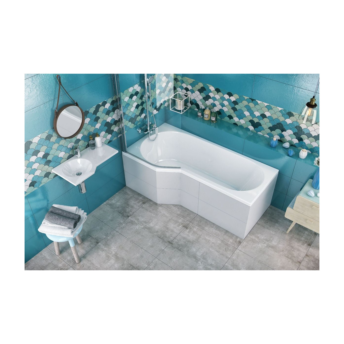 Wanna Narożna Lewa 160x80 cm Be Spot Biały Połysk WAEX.BSL16WH Excellent