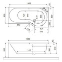 Wanna Narożna Prawa 160x80 cm Be Spot Biały Połysk WAEX.BSP16WH Excellent