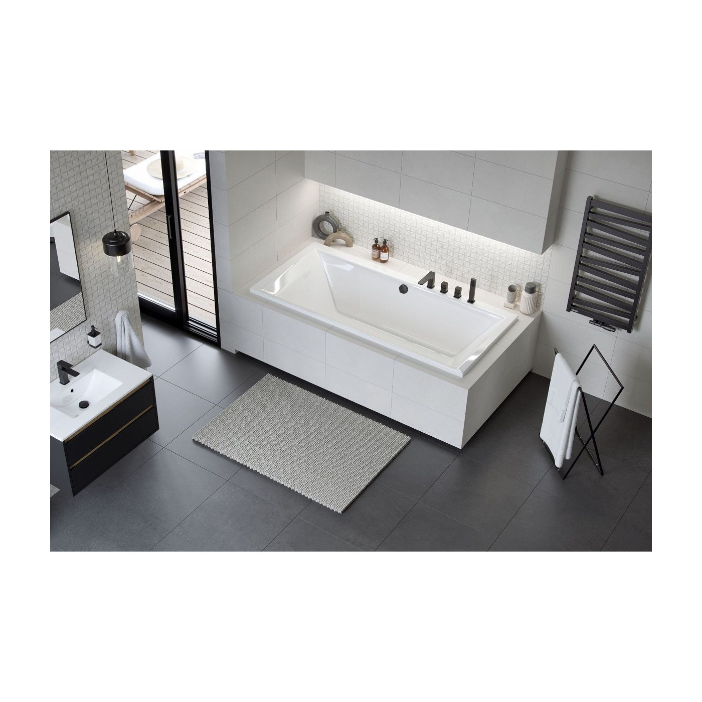 Wanna Prostokątna 190x90 cm Crown Grand Biały Połysk WAEX.CRG19WH Excellent