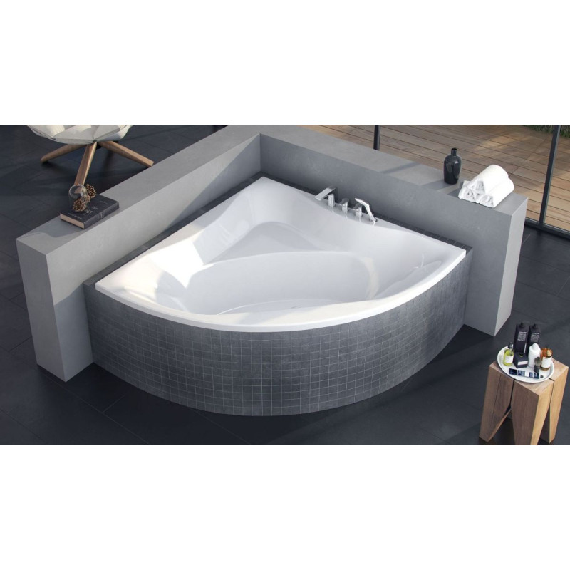 Wanna Narożna 140x140 cm Glamour Biały Połysk WAEX.GLA14WH Excellent