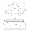 Wanna Narożna 140x140 cm Glamour Biały Połysk WAEX.GLA14WH Excellent