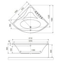 Wanna Narożna 150x150 cm Glamour Biały Połysk WAEX.GLA15WH Excellent