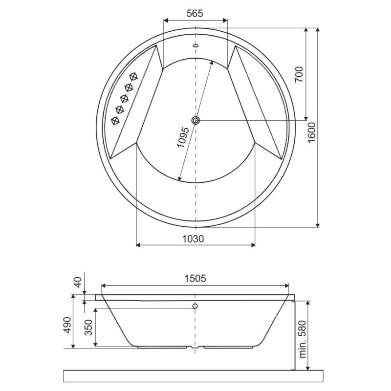 Wanna Okrągła 160 cm Great Arc Biały Połysk WAEX.GRE16WH Excellent