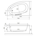 Wanna Narożna Lewa 170x110 cm Kameleon Biały Połysk WAEX.KML17WH Excellent