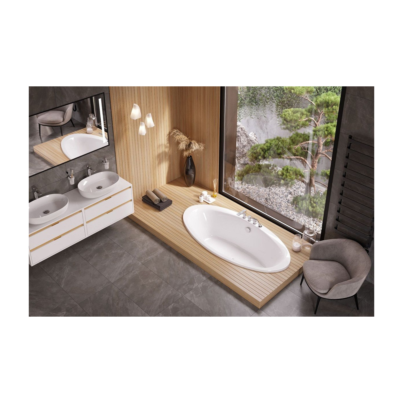 Wanna Owalna 190x95 cm Lumina Biały Połysk WAEX.LUM19WH Excellent
