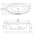 Wanna Owalna 190x95 cm Lumina Biały Połysk WAEX.LUM19WH Excellent