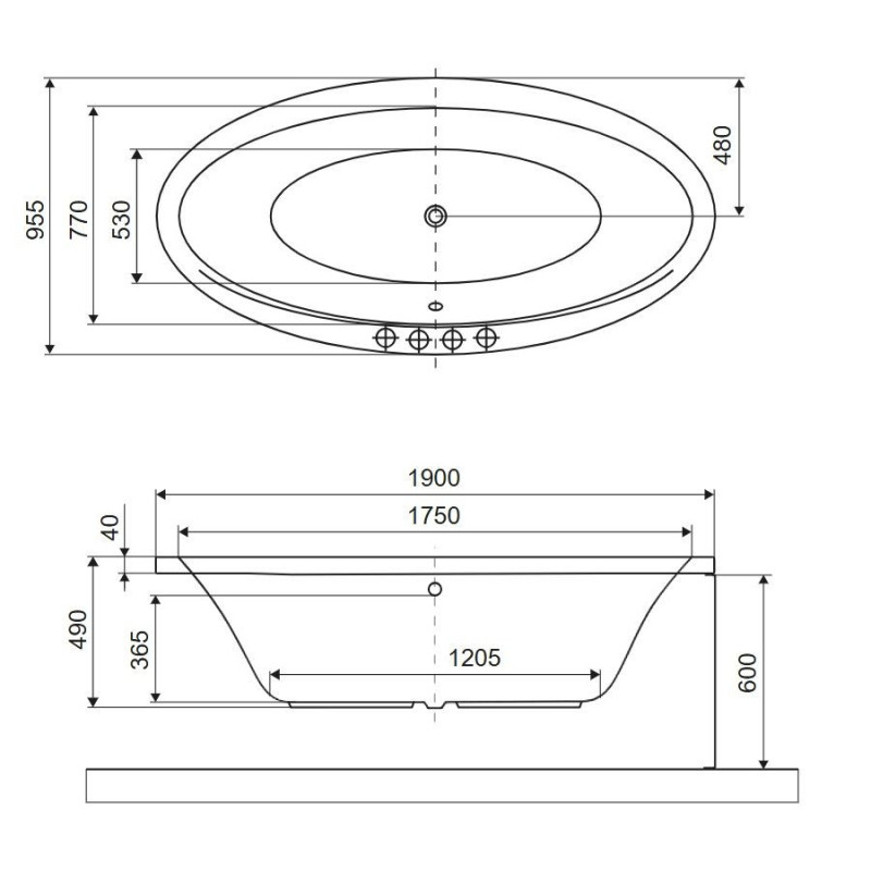 Wanna Owalna 190x95 cm Lumina Biały Połysk WAEX.LUM19WH Excellent