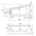 Wanna Narożna Lewa 160x95 cm M-Sfera Slim Biały Połysk WAEX.MSL16WHS Excellent